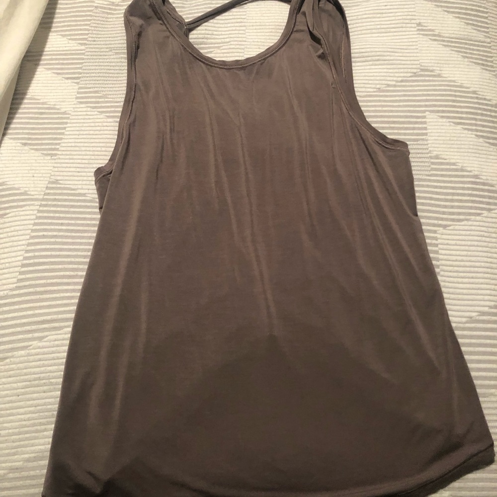 Greyish open back lululemon tank